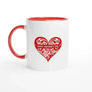 Happy Mother's Day Swirl Ceramic Mug with Red