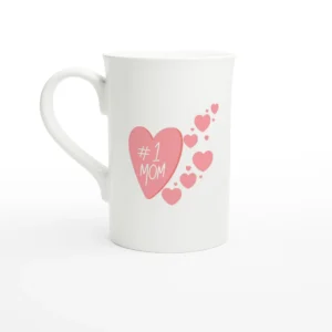 #1 Mom Heart Porcelain Slim Mug