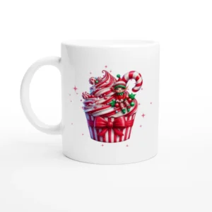 Red Striped Cupcake Mug