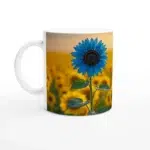 Enchanted AI Fantasy Blue Sunflower Mug