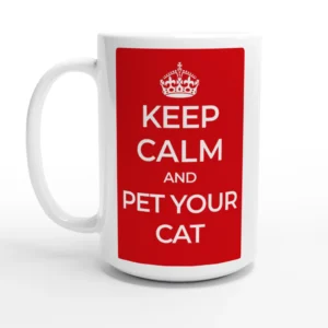 Keep Calm and Pet Your Cat 15oz Ceramic Mug - The Purr-fect Gift for Every Cat Lover