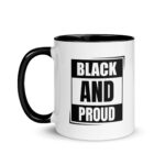Black and Proud – White Glossy Ceramic Coffee Gift Mug with Colour Accent