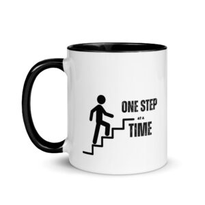 One Step at a Time - Glossy Ceramic Recovery Coffee Mug with Colur