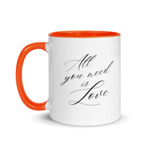 All You Need Is Love – White Glossy Ceramic Coffee Gift Mug with Colour