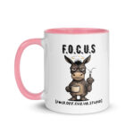 Funny Profanity Donkey Mug – "F.O.C.U.S." Two-Tone Colored Ceramic Coffee Cup