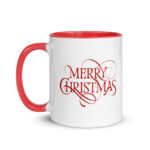 Merry Christmas Script Mug – Red or Green Colour Accents
