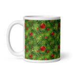 Christmas Evergreen Baubles Mug – Red Ornaments & Golden Sparkles