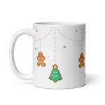 Gingerbread Christmas Mug – Gold Garland, Trees & Stars