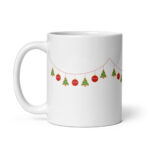 Christmas Garland Mug – Gold Swag, Green Trees & Red Baubles