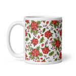 Christmas Poinsettia Mug – Red & Green Holiday Flowers