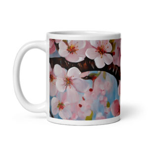 Watercolour Cherry Blossom – White Glossy Ceramic Coffee Gift Mug