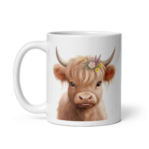 Portrait of a Highland Cow – White Glossy Ceramic Coffee Gift Mug