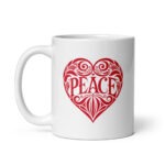 Peace - Glossy White Ceramic Coffee Mug