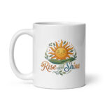 Rise and Shine Sunrise Hills White Glossy Recovery Mug – Daily Sobriety Gift