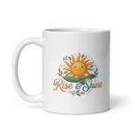 Rise & Shine Sunrise Hills White Glossy Recovery Mug – Inspirational Sobriety Gift