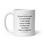 Serenity Prayer - White Glossy Ceramic Recovery Coffee Mug