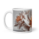Pastel Pink Floral White Glossy Ceramic Full Wrap Coffee Mug