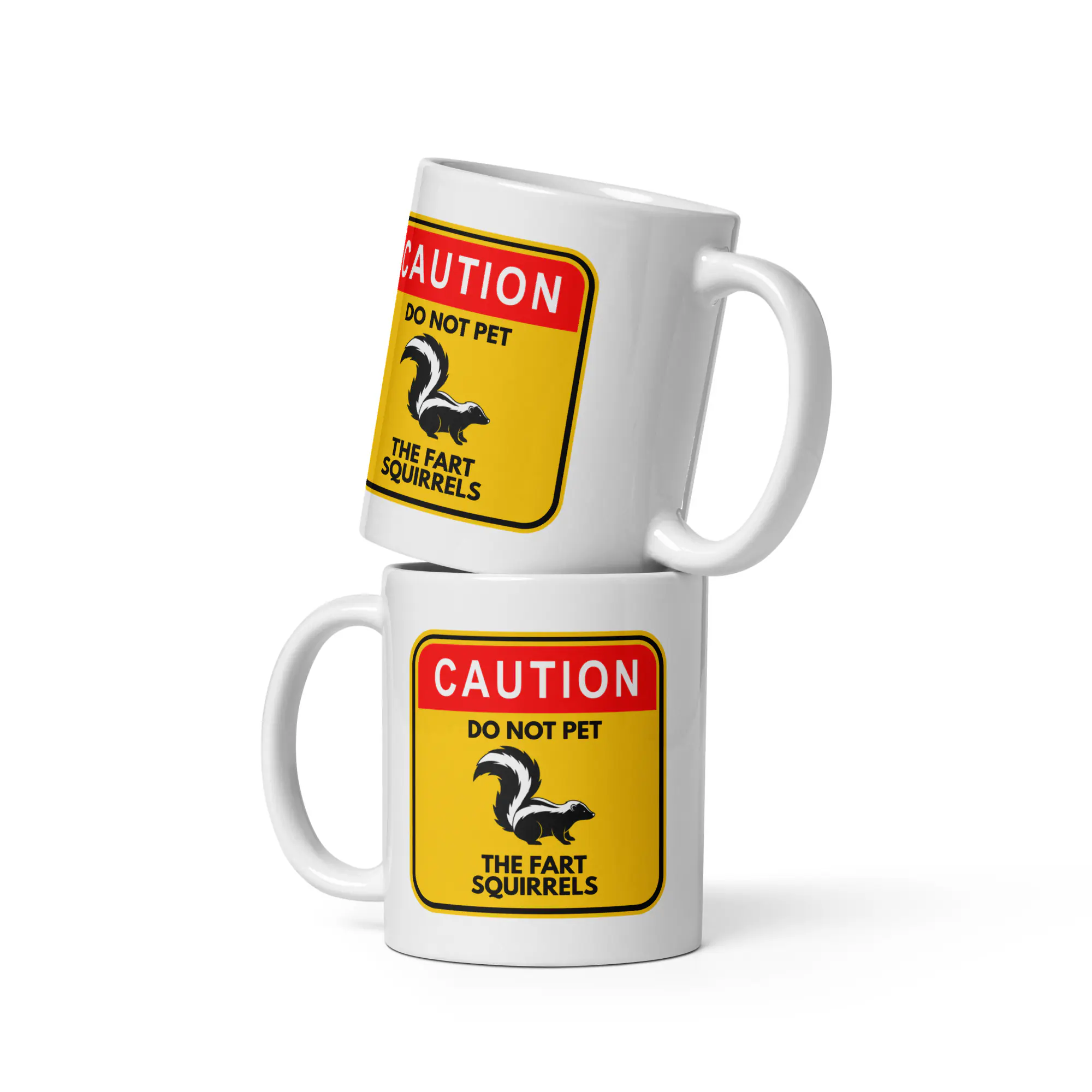 Do Not Pet The Fart Squirrels - White Glossy Ceramic Coffee Mug - Image 3