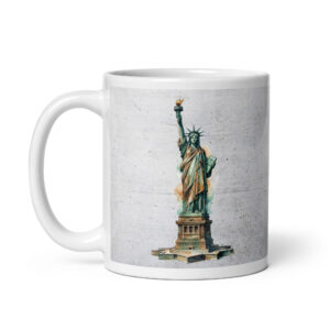 Lady Liberty - White Glossy Ceramic Coffee Mug