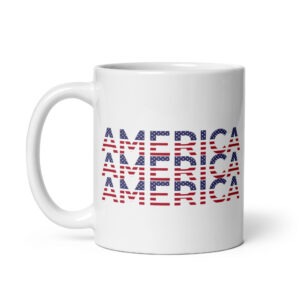 America - White Glossy Ceramic Coffee Mug