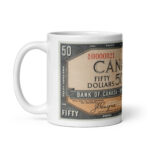 Canada $50 Bill (1954) - White Glossy Ceramic Money Wrap Mug