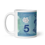 Canada $5 Bill (2013 Polkaroo) - White Glossy Ceramic Money Wrap Mug