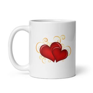 Two Hearts Together - White glossy mug