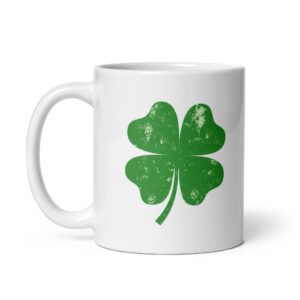 4-Leaf Clover - White glossy mug
