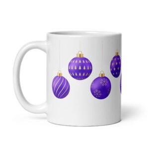 Purple and Gold Christmas Ornament Mug – Elegant Holiday Colour