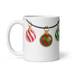 Red and Green Christmas Ornament Mug – Hanging Baubles & Swag Rope