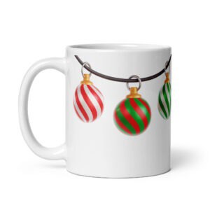 Red and Green Christmas Ornament Mug – Classic Holiday Colours