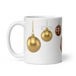 Gold and Red Christmas Ornament Mug – Hanging Baubles & Ribbons
