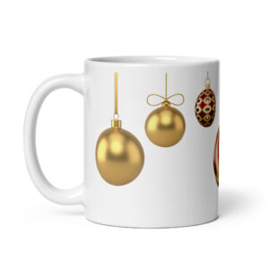 Gold and Red Christmas Ornament Mug – Classic Holiday Elegance
